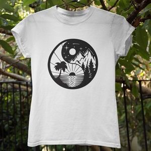 Mountain and Ocean YingYang Unisex T-Shirt